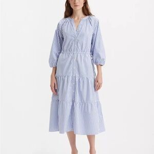 Levi's Blue and White Striped Midi Dress